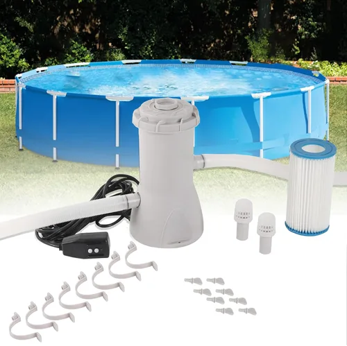 Miniatura 7 de TonGass Bomba de filtro de piscina de 300 GPH para piscinas pequeñas sobre el suelo, sistema de bomba de filtro de cartucho con GFCI, bomba