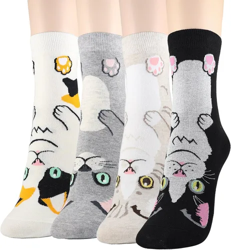 DEARMY Calcetines de gato para mujer, regalos para mujeres y adolescentes, calcetines de diseño divertido, los mejores regalos de Navidad