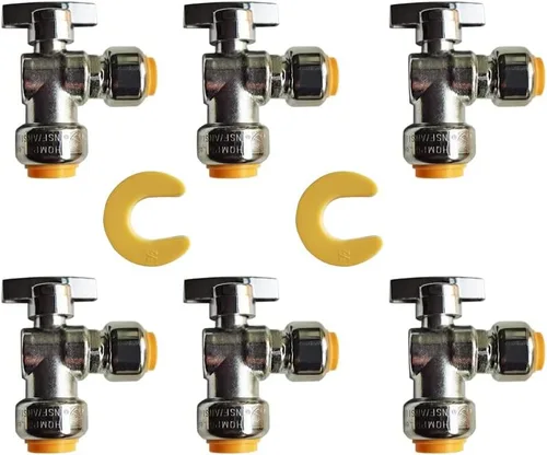Miniatura 15 de HQMPC Válvula de parada angular, 1/2 pulgada Ptc x 1/2 pulgada sin compresión de plomo, válvula de agua de cierre de ángulo con clip de desconexión
