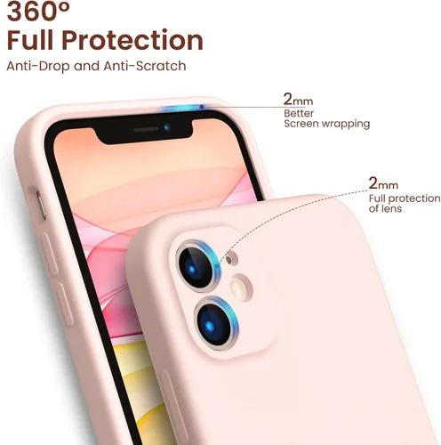 Miniatura 4 de ORNARTO Funda para iPhone 11 de 6.1 pulgadas, silicona líquida con 2 protectores de pantalla, a prueba de golpes y tacto suave, cuerpo completo