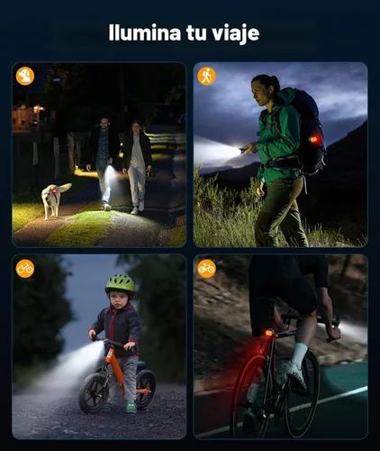 Miniatura 7 de Zewdov Super Bright Bike Lights for Night Riding, Adjustable Modes Bicycle Lights Front and Rear, Rechargeable & IP65 Waterproof Bike Headlight and