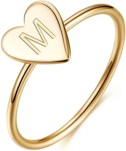 Memorjew 925 Sterling Silver Rings for Girls Women, Dainty Initial Heart Ring Stacking Ring for Women Girls Jewelry Gifts