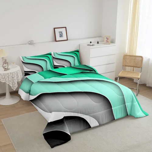 Miniatura 2 de Erosebridal Juego de ropa de cama abstracta tamaño King, juego de edredón de olas oceánicas tropicales, juegos de ropa de cama y colecciones de ropa