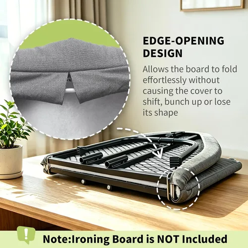 Miniatura 4 de Seiritex Funda para tabla de planchar de 12 x 32 pulgadas, se adapta a la tabla de planchar reflectante al calor, acolchado grueso con bordes