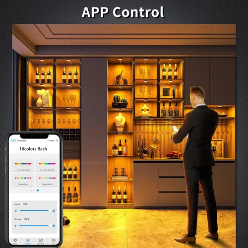 Miniatura 5 de BASON LIGHTING Iluminación RGB para debajo del gabinete, luces de decoración de Halloween, control de aplicación Bluetooth, luces LED de disco