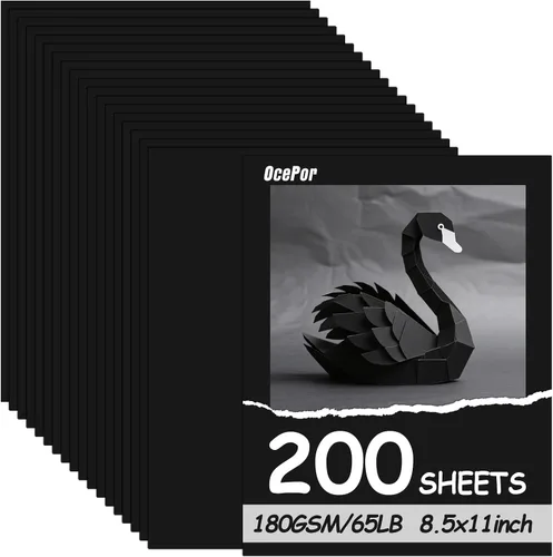 Miniatura 12 de OcePor 100 hojas de cartulina negra de 8.5 x 11 pulgadas, tarjeta negra de 65 libras/6.35 oz/m², papel grueso de cartulina para impresora