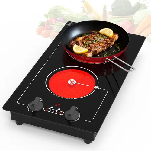 Miniatura 10 de VBGK Cocina eléctrica, estufa eléctrica de 2400 W, encimera y placa caliente integrada con bloqueo de seguridad para niños, temporizador, control