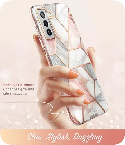 Miniatura 3 de i-Blason Cosmo Series - Funda para Samsung Galaxy S21 5G, diseño delgado y elegante, 6.2 pulgadas (mármol). Mármol rosa