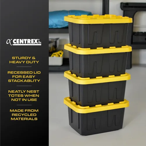 Miniatura 13 de BLACK & YELLOW Contenedores de almacenamiento resistentes de 5 galones con tapas, apilables, extremadamente duraderos, [paquete de 4 unidades]
