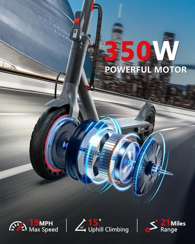 Miniatura 2 de NAVIC Electric Scooter with Dual Suspension, 8.5”/10" Tires, 350W/500W Motor, 19/22 Mph, Max 22/25/27/49Miles Range, Foldable E Scooter for Adults