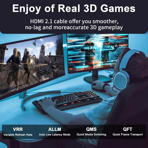 Miniatura 4 de Cables HDMI 8K 48Gbps 2.1 1.5 pies 60HZ, 4K 2.0@120Hz 18GBPS, cable HDMI de alta velocidad, Ultra HD, retorno de audio Ethernet, video 4K, 1080p