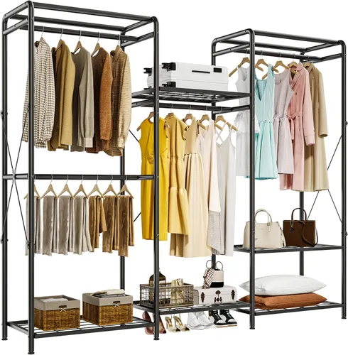 Miniatura 11 de JOISCOPE Perchero de alambre para ropa, carga máxima de 900 libras, perchero resistente para colgar ropa, organizador de armario grande con 4