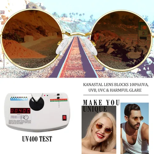 Miniatura 13 de KANASTAL Gafas de sol redondas polarizadas para mujeres y hombres, estilo hippie con protección UV400