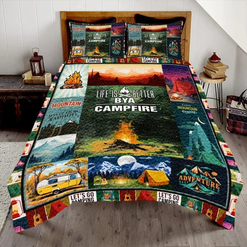 Miniatura 10 de Happy Camping - Juego de edredón para decoración de dormitorio, tamaño individual/Queen/King, para niños, niñas, mujeres, amantes