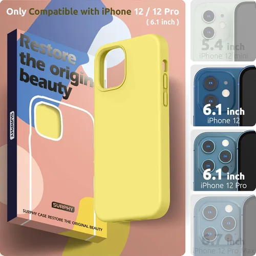 Miniatura 2 de SURPHY Diseñada para iPhone 12 y iPhone 12 Pro de 6.1 pulgadas, funda gruesa de silicona líquida (con forro de microfibra) para iPhone 12 y 12 Pro