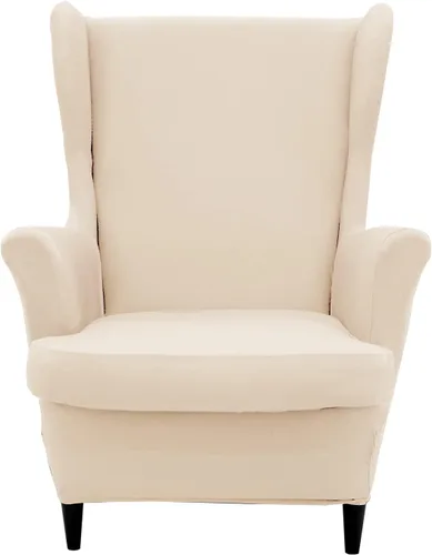 Miniatura 23 de Wingback - Funda elástica para silla, 2 piezas, con respaldo de ala, funda protectora de muebles impresa, suave con parte inferior elástica