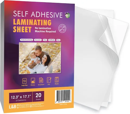 Miniatura 9 de Hojas laminadoras autoadhesivas de 12.3 x 17.1 pulgadas, paquete de 10, 4 mil de grosor, sin calor, sin máquina, hojas laminadoras autoselladas por
