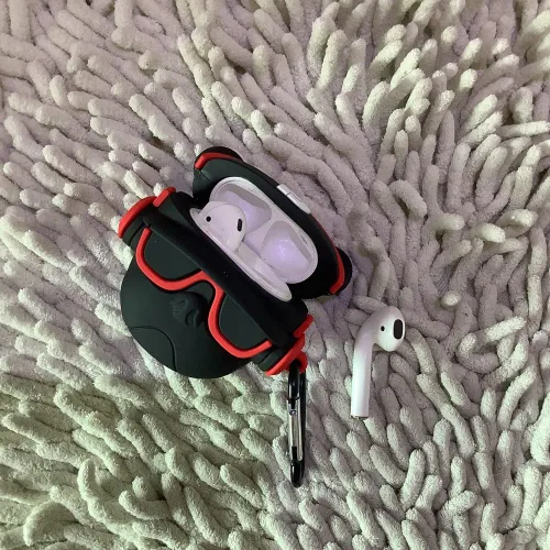 Miniatura 4 de Funda de silicona 3D de animales hiphop Bull Dog compatible con Airpods2 Aiprods Puppy Pet negro rojo cubierta de auriculares llavero fresco