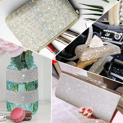 Miniatura 5 de 6 rollos de cinta de diamantes de imitación autoadhesiva con diamantes de imitación de 0.079 pulgadas (0.079 in) para manualidades, decoración de AB