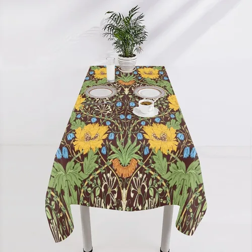 Miniatura 336 de Mantel Floral Retro de Pájaros, Diseño Original Bohemio William Morris Estampado Cubierta de Mesa para Hogar Picnic Fiesta Comedor Cocina William