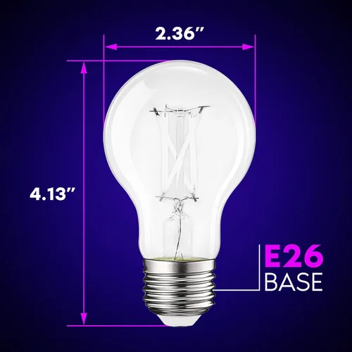 Miniatura 5 de LUXRITE - Bombilla LED negra Edison A19 Edison UV, bombilla de luz negra de 6 W, UVA 397-407 nm, clasificación de accesorio cerrado, base E26