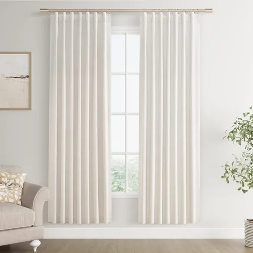 Miniatura 59 de Joywell 2 cortinas opacas 100%, lino, beige natural, trabillas traseras/cinta con ganchos, aislantes, de dormitorio, comedor, sala, puerta corrediza