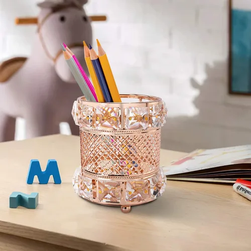 Miniatura 3 de Barelove Organizador de brochas de maquillaje de cristal, vaso de almacenamiento de pinceles para cosméticos, hecho a mano, soporte para lápices