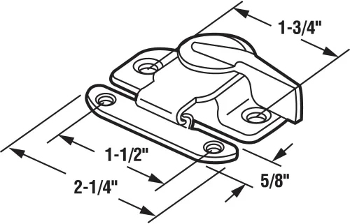 Miniatura 2 de Prime-Line U 9924 Cerradura de guillotina, centro de agujeros de 1-3/4 y 1-1/2 pulgadas, se adapta a ventanas de madera colgadas simples/dobles