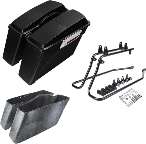 Miniatura 33 de Kit de soporte de conversión para alforjas extendidas de 4" TCMT, compatible con Harley Heritage Softail Fatboy FLSTF Breakout 1984-2017, negro