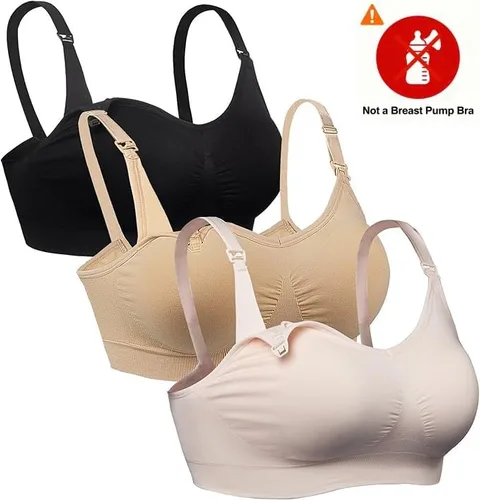 Miniatura 2 de iloveSIA Nursing Bras for Mom Breastfeeding, Seamless Supportive Sleep Bra for Maternity Postpartum S-2XL 3Pack