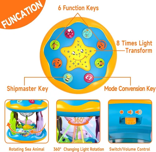 Miniatura 2 de Juguetes para Bebés de 6 a 12 Meses, Proyector Giratorio Musical 4 en 1, Juguetes Infantiles Iluminados para la Hora Boca Abajo de 6-9 12-18 Meses