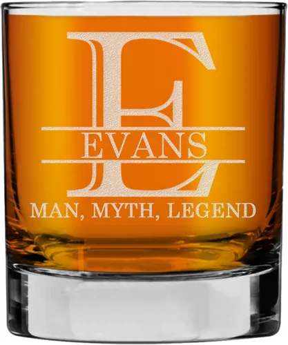 Miniatura 12 de Monograma grabado de cristal de whisky Rocks de 11 onzas (letra S), regalos de bourbon personalizados de la A-Z para hombres, día del padre, vidrio