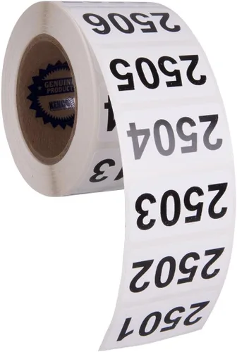 Miniatura 5 de Kenco - Etiquetas numeradas consecutivamente, vinilo duradero, autoadhesivas, medidas: 2 x 1 pulgada (rollo 4501-5000)