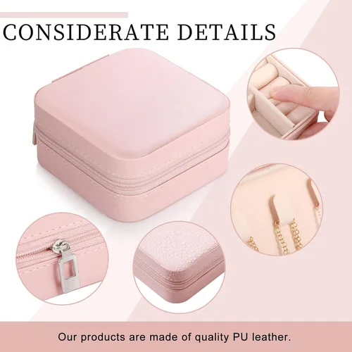 Miniatura 3 de Pequeñas cajas de joyería de viaje de piel sintética a granel para mujeres y niñas, cajas de regalo de dama de honor, organizador de joyas portátil