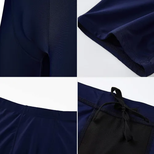 Miniatura 5 de LEAO Traje de baño para niños y jóvenes, color liso, con protección solar UPF 50+, secado rápido, pantalones cortos de natación atléticos
