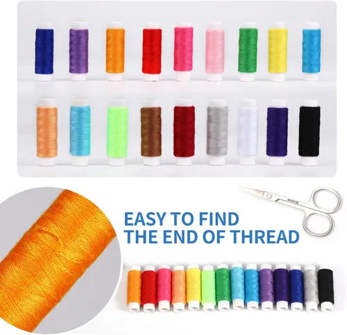 Miniatura 3 de Marcoon Kit de costura para adultos, kit de aguja e hilo con suministros de costura y accesorios que contiene tijeras, cinta métrica, desgarrador