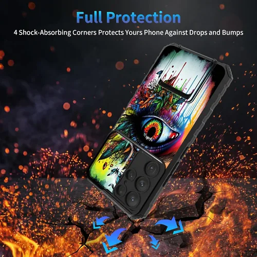 Miniatura 739 de Funda para Samsung Galaxy S22 Ultra 5G, Galaxy S22 Ultra con cubierta de cámara deslizante, funda resistente de doble capa con función atril Black