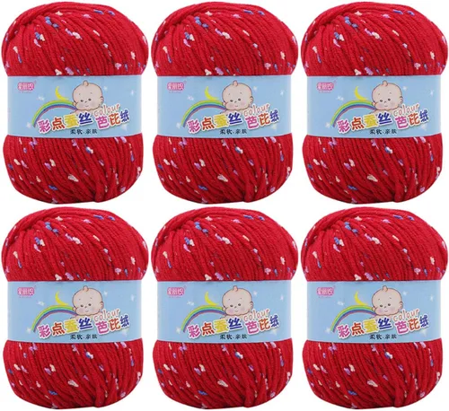 Miniatura 17 de Paquete de 6 hilos de ganchillo de algodón colorido para tejer suéter súper suave para mantas de bebé y ropa, sombrero, bufanda, 10.58 oz