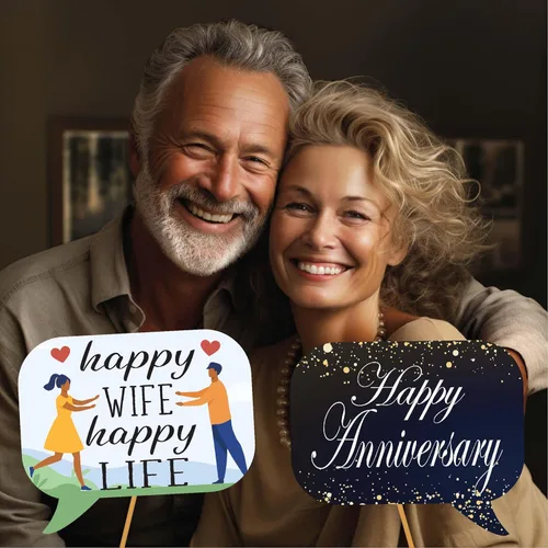 Miniatura 4 de Accesorios para cabina de fotos de aniversario, kit de cabina de fotos de 41 piezas con letrero de 8 x 10 pulgadas, 60 almohadillas adhesivas, 45