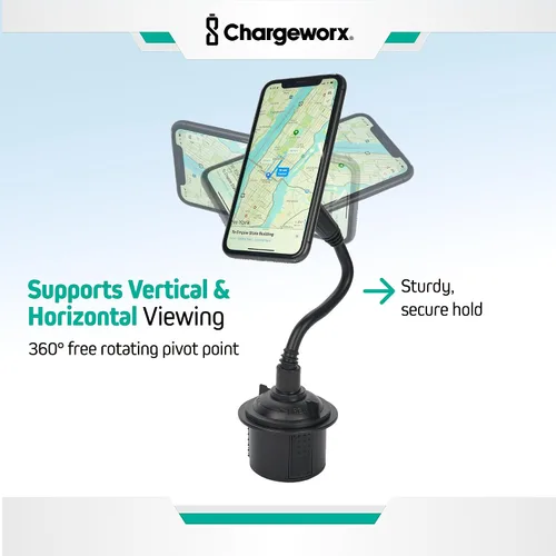 Miniatura 7 de CHARGEWORX Soporte magnético para teléfono – Soporte universal para teléfono celular de coche con cuello de cisne ajustable de 360° y base