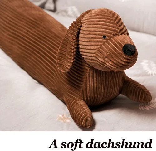 Miniatura 5 de Almohada de Felpa Gigante de Perro Salchicha de 27.5 Pulgadas, Cachorro Lobo Animal de Peluche Abrazable de Cuerpo Largo, Almohada Decorativa