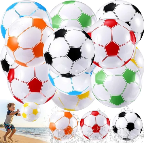 Miniatura 11 de Chivao Paquete de 12 bolas de playa inflables con purpurina de 16 pulgadas, juguetes gigantes para piscina, juguetes acuáticos para verano