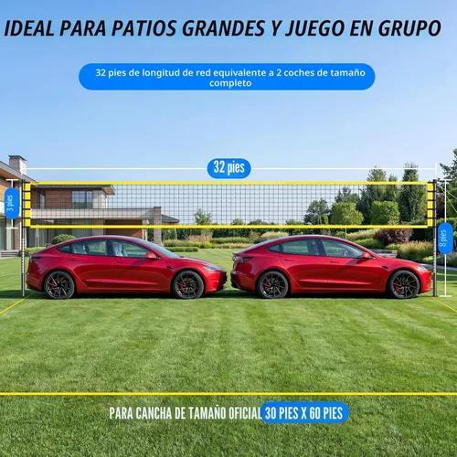 Miniatura 4 de Outdoor Volleyball Net Set for Backyard & Beach, 32FT Regulation Size, Easy Setup Adjustable Height Poles, Portable Net System with PU Volleyball