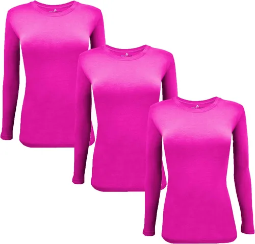 Miniatura 66 de Natural Uniforms Camiseta Under Scrub para mujer, cuello redondo, manga larga, paquete de 3, paquete múltiple de 3