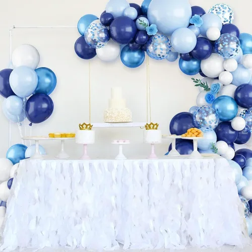 Miniatura 6 de Kit de arco de globos azules, kit de guirnalda de arco de globos azul marino y blanco con globos de confeti azul claro azul cromado, globos azules