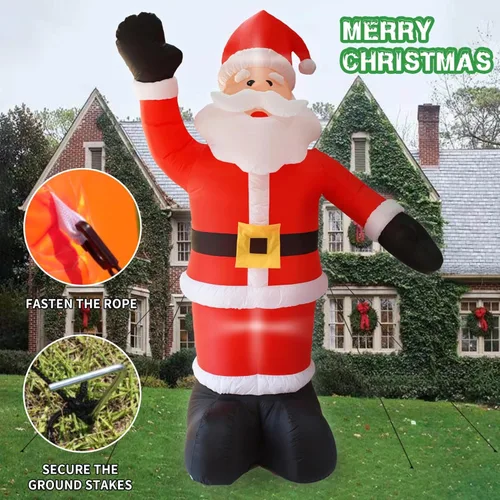 Miniatura 5 de Papá Noel gigante inflable de Navidad de 9 pies de alto con luces LED integradas, decoraciones inflables de Navidad al aire libre, decoración grande