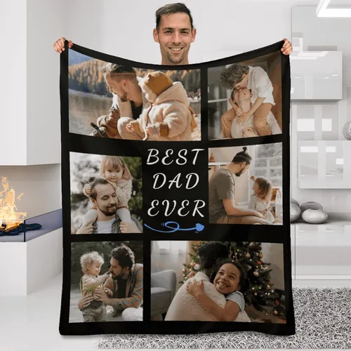 Miniatura 12 de Manta personalizada para el mejor papá, regalos personalizados para hombres, mantas personalizadas con fotos, texto para papá, marido, familia