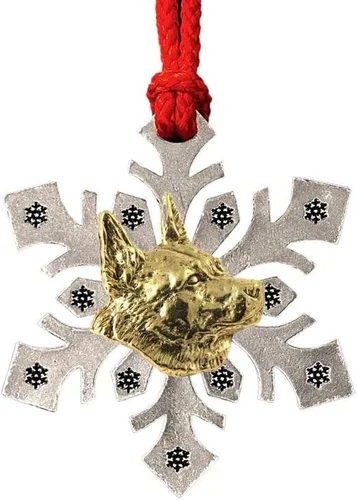 Miniatura 52 de Adorno navideño para colgar en la cabeza de collie con borde de peltre antiguo hecho a mano para decorar coronas y árboles de Navidad del hogar