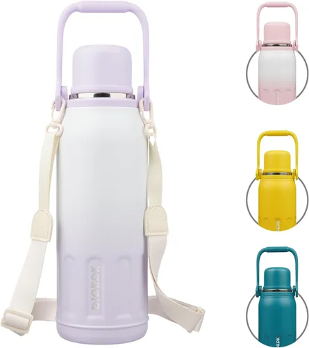 Miniatura 18 de BJPKPK - Botellas de agua termoaisladas de 27 onzas con tapa y asa de transporte, botellas de agua de acero inoxidable libres de BPA para la Verde
