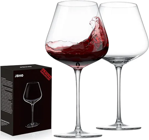Miniatura 10 de JBHO Juego de 4 copas de vino Burgundy de cristal estilo italiano de 21 onzas sopladas a mano - Cristal transparente premium sin plomo - Caja